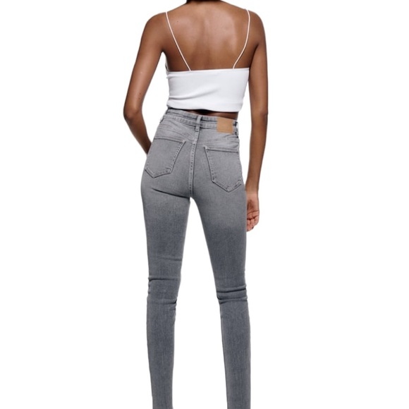 Zara Hi-Rise Gray Vintage Skinny Ankle Jeans Size 8 NWT - Picture 2 of 13